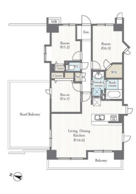  3LDK�E�쐼�����E�ŏ�K7�K�E���[�t�o���R�j�[�t���I